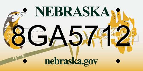 8GA5712 Nebraska License Plate