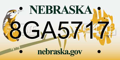 8GA5717 Nebraska License Plate