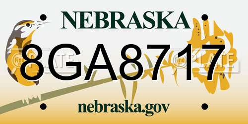 8GA8717 Nebraska License Plate
