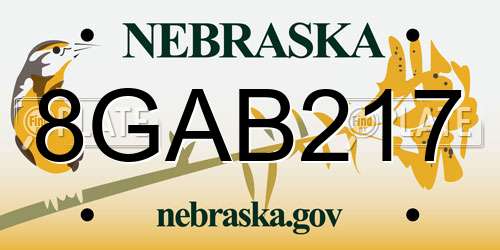 8GAB217 Nebraska License Plate