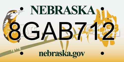 8GAB712 Nebraska License Plate
