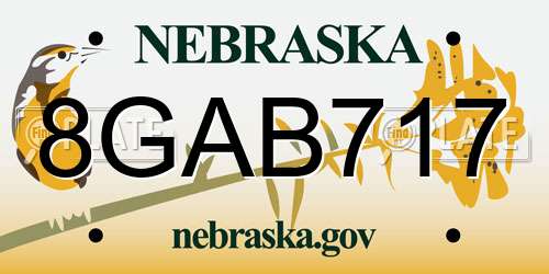 8GAB717 Nebraska License Plate