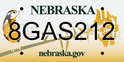 8GAS212 Nebraska License Plate