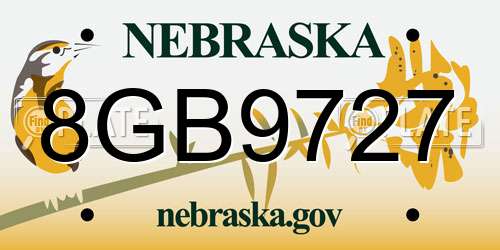 8GB9727 Nebraska License Plate