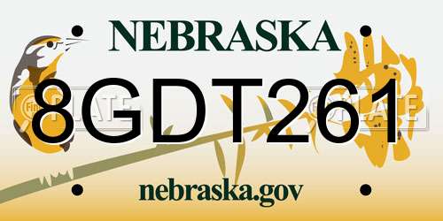 8GDT261 Nebraska License Plate
