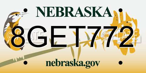8GET772 Nebraska License Plate