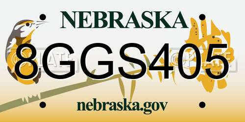 8GGS405 Nebraska License Plate