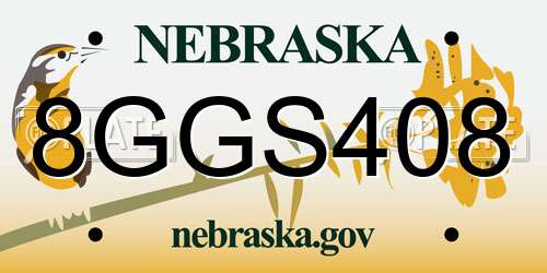 8GGS408 Nebraska License Plate
