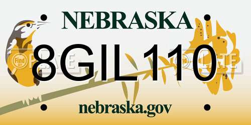 8GIL110 Nebraska License Plate