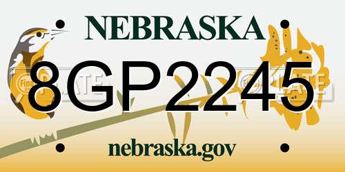 8GP2245 Nebraska License Plate
