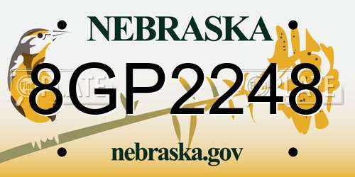 8GP2248 Nebraska License Plate
