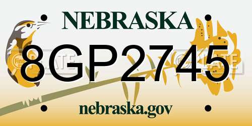 8GP2745 Nebraska License Plate
