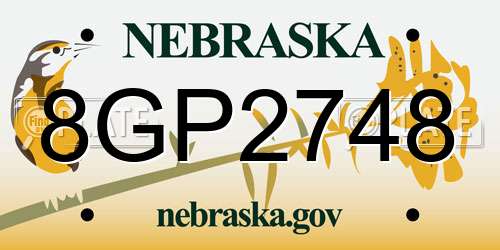 8GP2748 Nebraska License Plate