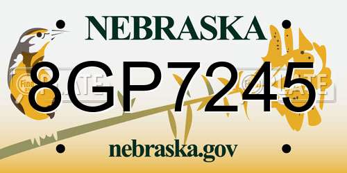 8GP7245 Nebraska License Plate