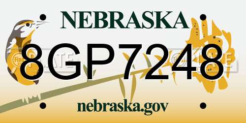 8GP7248 Nebraska License Plate