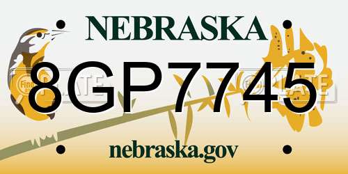 8GP7745 Nebraska License Plate