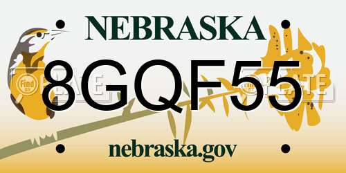 8GQF55 Nebraska License Plate