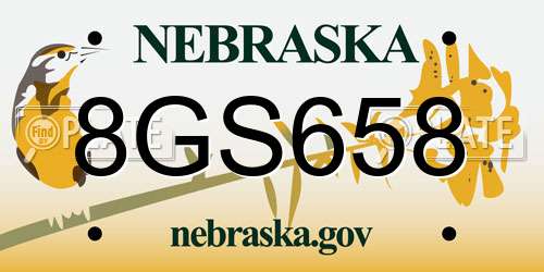 8GS658 Nebraska License Plate