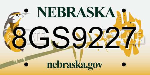 8GS9227 Nebraska License Plate