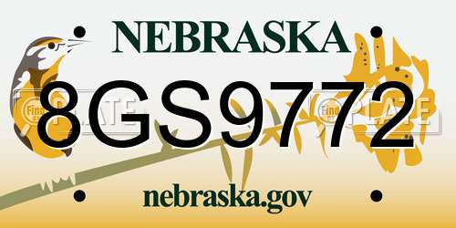 8GS9772 Nebraska License Plate