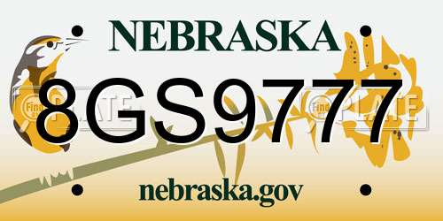 8GS9777 Nebraska License Plate