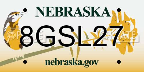 8GSL27 Nebraska License Plate