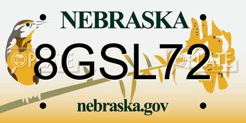 8GSL72 Nebraska License Plate