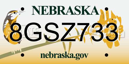 8GSZ733 Nebraska License Plate
