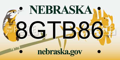8GTB86 Nebraska License Plate