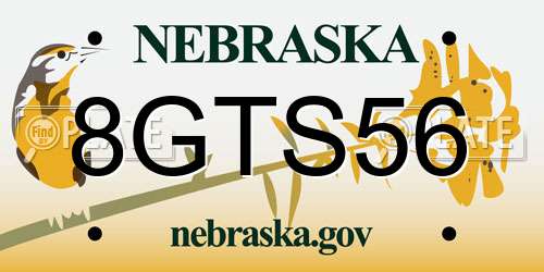 8GTS56 Nebraska License Plate