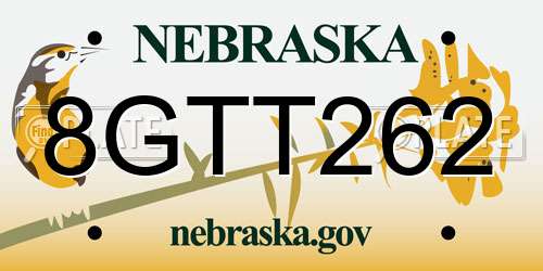 8GTT262 Nebraska License Plate