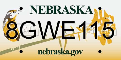 8GWE115 Nebraska License Plate