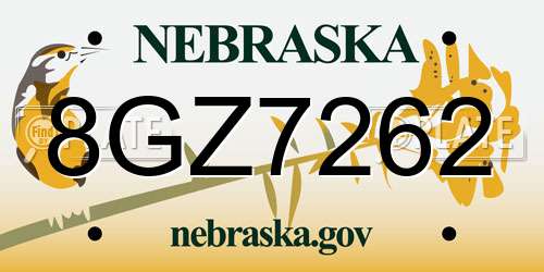8GZ7262 Nebraska License Plate
