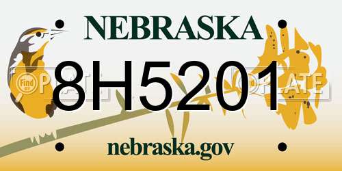 8H5201 Nebraska License Plate
