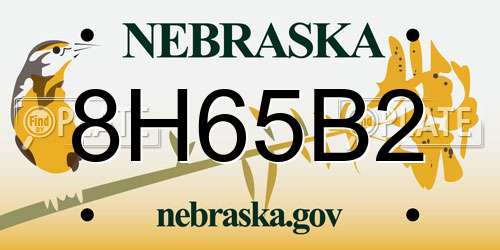8H65B2 Nebraska License Plate