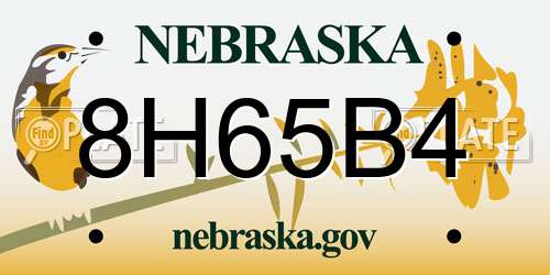 8H65B4 Nebraska License Plate