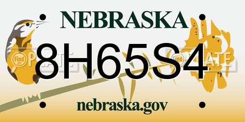 8H65S4 Nebraska License Plate