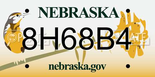 8H68B4 Nebraska License Plate