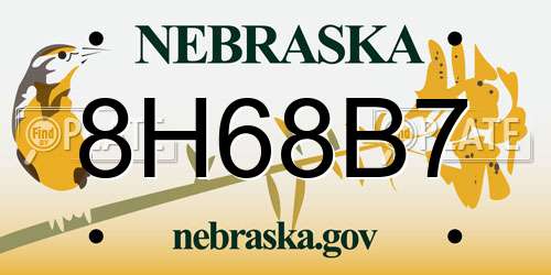 8H68B7 Nebraska License Plate