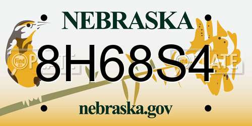8H68S4 Nebraska License Plate