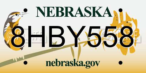 8HBY558 Nebraska License Plate