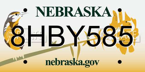 8HBY585 Nebraska License Plate