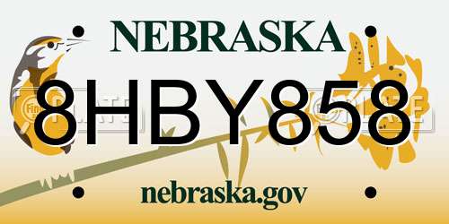 8HBY858 Nebraska License Plate