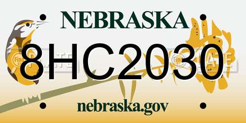8HC2030 Nebraska License Plate