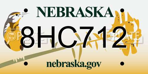 8HC712 Nebraska License Plate