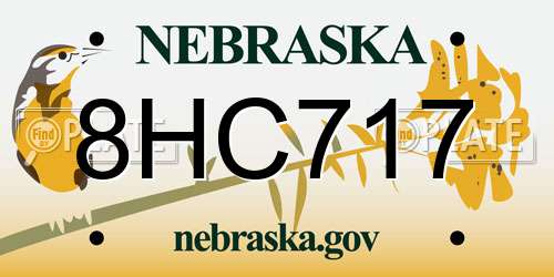 8HC717 Nebraska License Plate