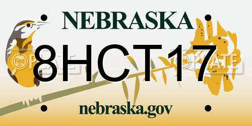 8HCT17 Nebraska License Plate