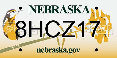 8HCZ17 Nebraska License Plate