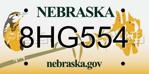 8HG554 Nebraska License Plate
