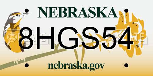8HGS54 Nebraska License Plate
